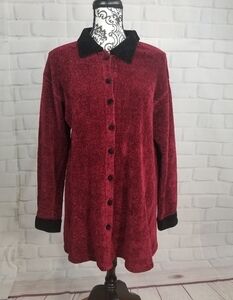 Oona button front long sleeve stretch knit sweater size medium